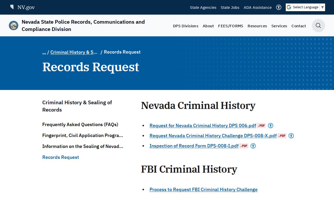 Esmeralda County criminal record request and challenge forms