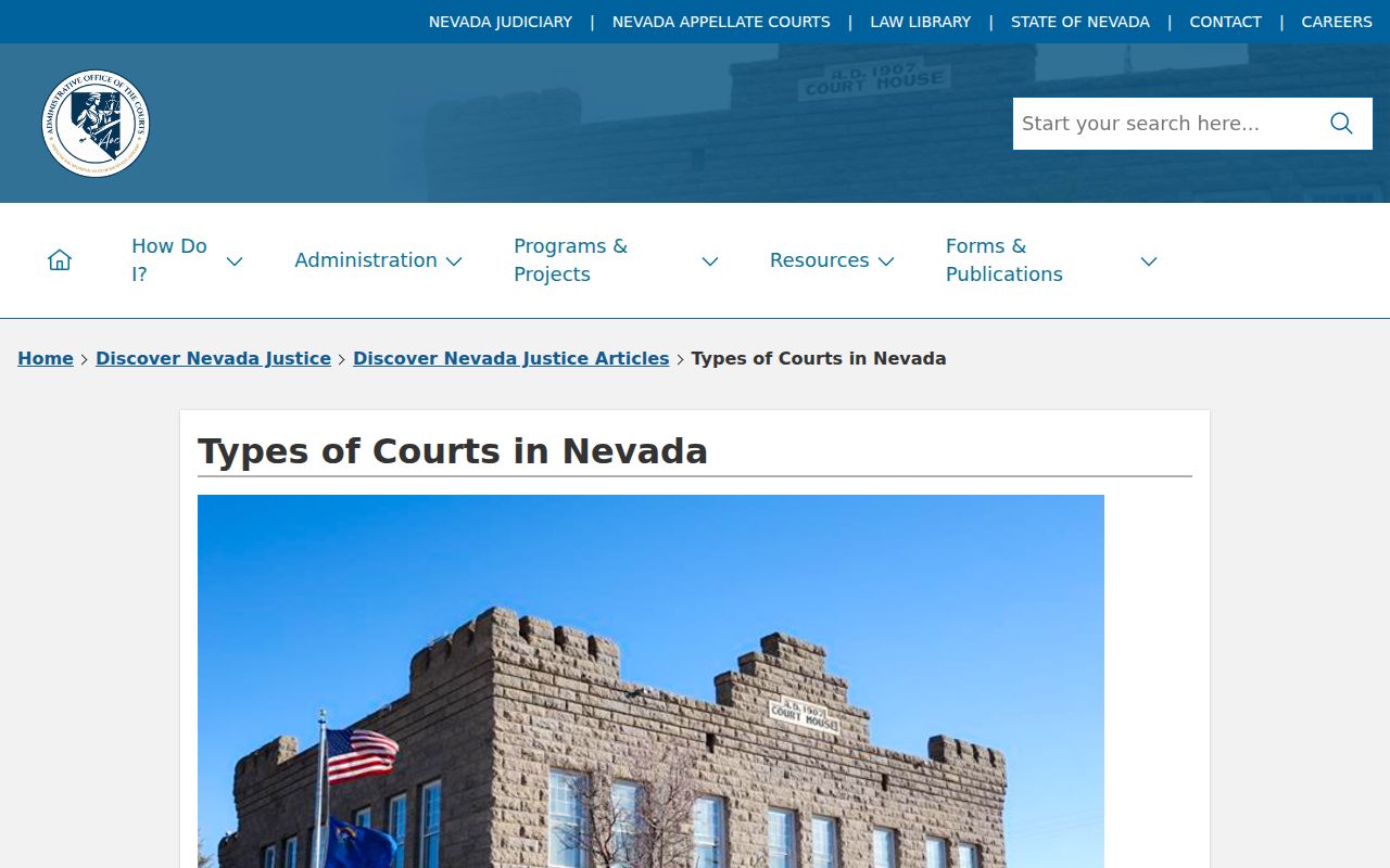 Esmeralda County criminal records Nevada court types