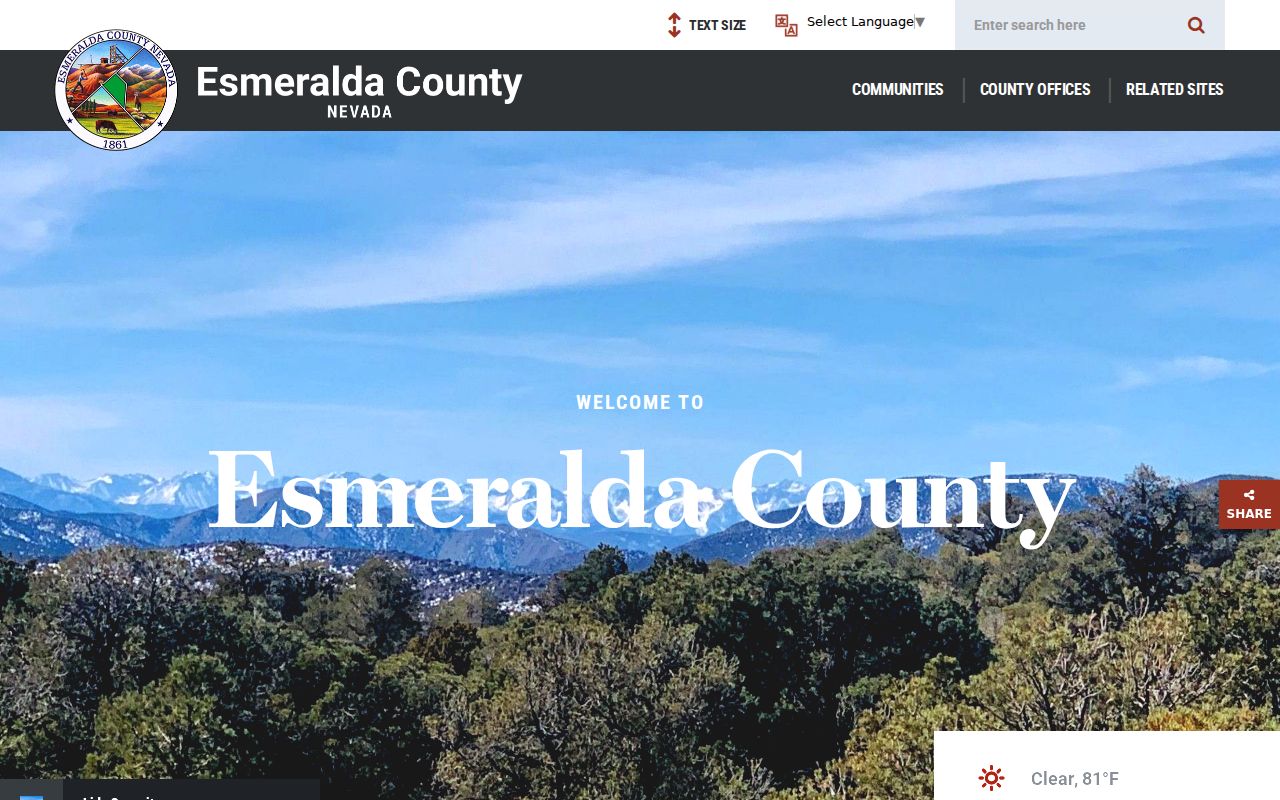 Esmeralda County criminal records courthouse homepage
