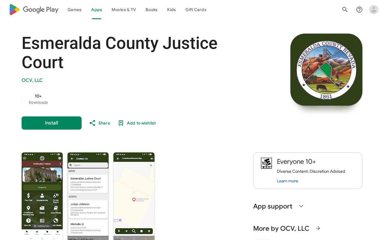 Goldfield criminal records context from the Justice Court Android app listing